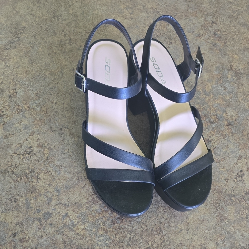 Soda Black Casual Sandals with Strappy Design